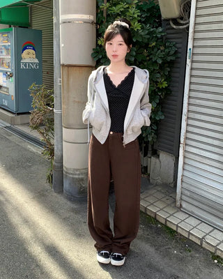 Colored cotton wide-leg pants