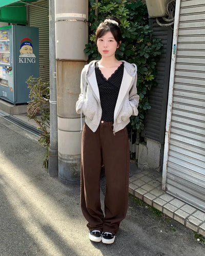 Colored cotton wide-leg pants