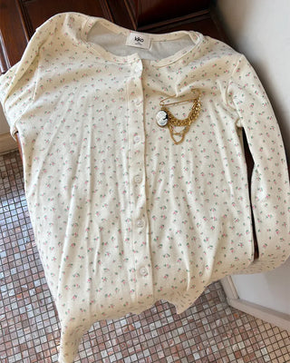 Mini Flower Rib Slim Cardigan