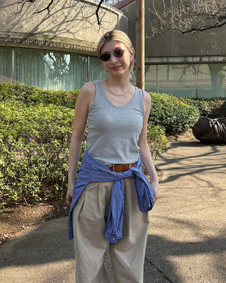 U-neck ribbed tank top