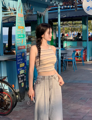 Halter neck knit sleeveless top (2 colors)