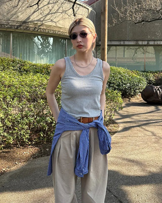 U-neck ribbed tank top