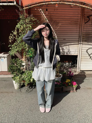 See-through camisole shirred dress