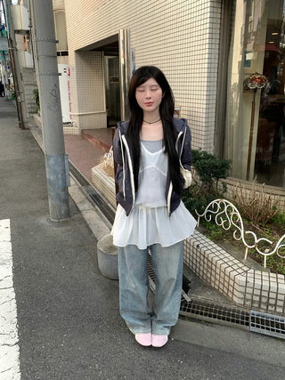 See-through camisole shirred dress