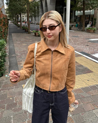 Suede cropped jacket
