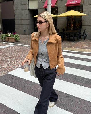 Suede cropped jacket