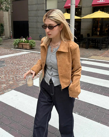 Suede cropped jacket