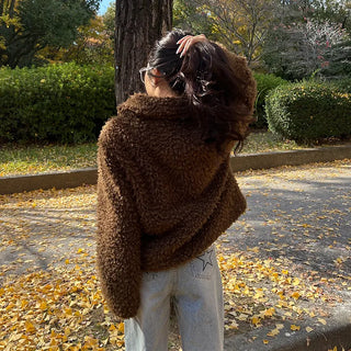 Boa fur quilted short coat