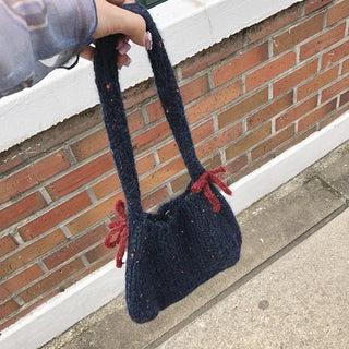 Ribbon bicolor mesh tote bag