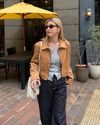 Suede cropped jacket