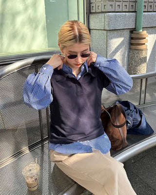 Round collar polo neck short-sleeved T-shirt