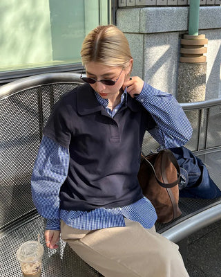Round collar polo neck short-sleeved T-shirt