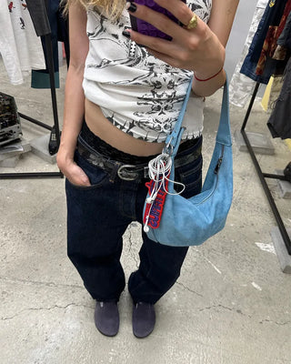 Suede Moon Belt Shoulder Bag