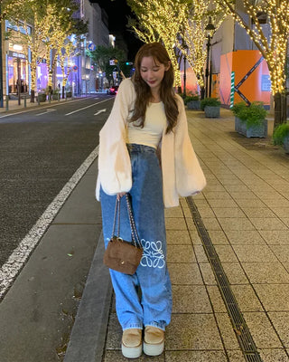 Square chain suede bag