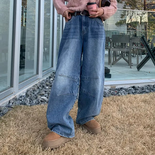 (Unisex) Pintuck Denim Wide Pants