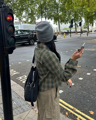 One-pocket semi-cropped tartan check shirt