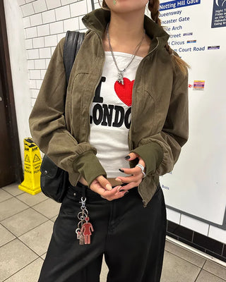 Wide Rib Corduroy Semi-Cropped Blouson Jacket