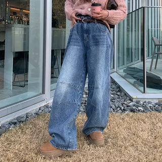 (Unisex) Pintuck Denim Wide Pants