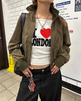 Wide Rib Corduroy Semi-Cropped Blouson Jacket
