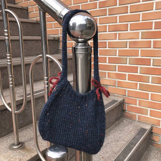 Ribbon bicolor mesh tote bag