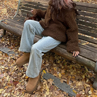 Boa fur quilted short coat