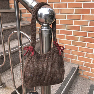 Ribbon bicolor mesh tote bag