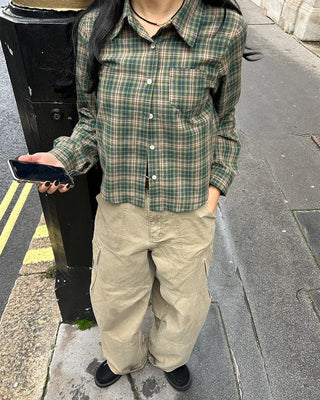 (Unisex) Vintage Wash Flap Cargo Pocket Pants