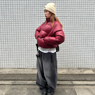 One-tuck wide denim pants