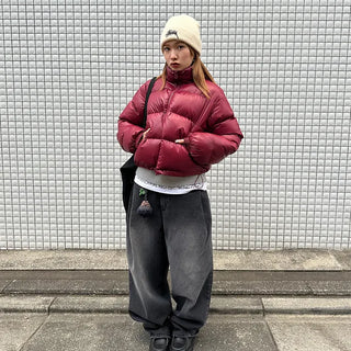 One-tuck wide denim pants
