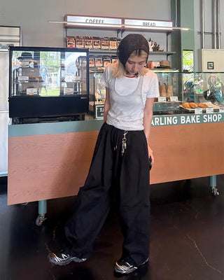 Jewel neck simple short T-shirt