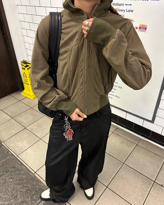 Wide Rib Corduroy Semi-Cropped Blouson Jacket