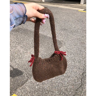 Ribbon bicolor mesh tote bag