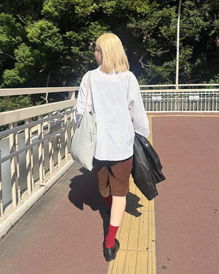 Corduroy back elastic Bermuda shorts