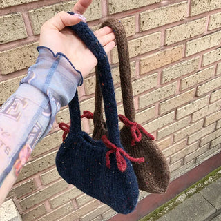 Ribbon bicolor mesh tote bag