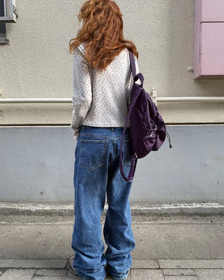 Semi-wide denim pants