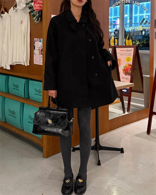 Gold button shoulder bag