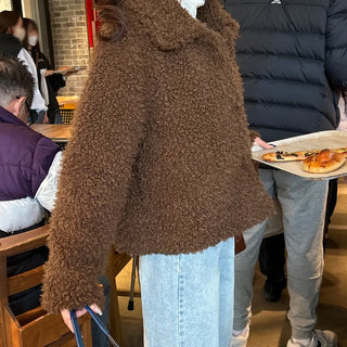 Boa fur quilted short coat