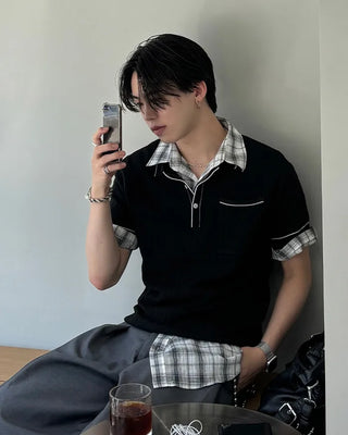 Stitched short-sleeved shirt