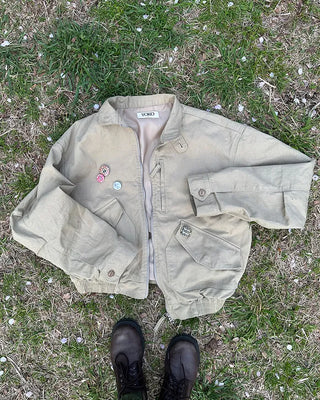 Stand-neck flap double-zip blouson