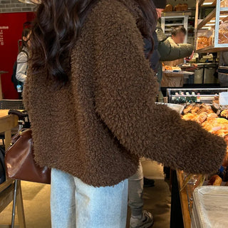 Boa fur quilted short coat