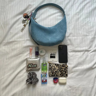 Suede Moon Belt Shoulder Bag