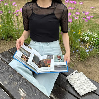Sheer Half-Sleeve T-Shirt