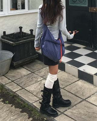 York flap nylon shoulder bag
