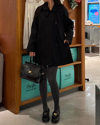 High-neck button-up half coat