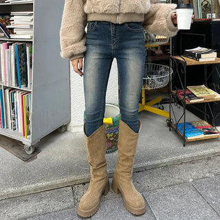 Stretch denim skinny pants