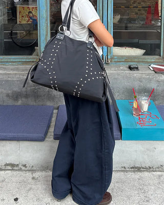 Double rivet line nylon bag