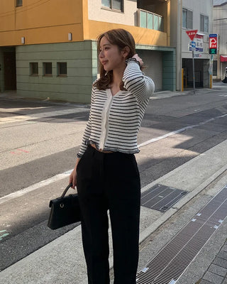 Striped V-neck cardigan