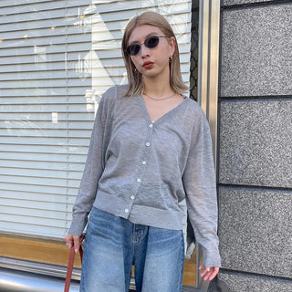 Linen V-neck cardigan