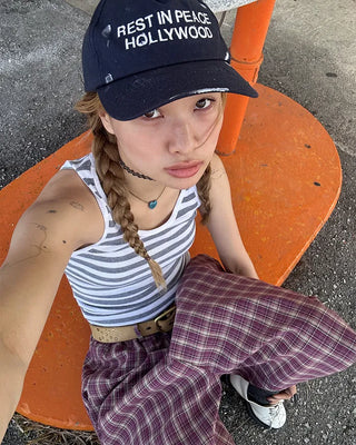 (ORIGINAL) Tartan Check Half Wide Easy Pants