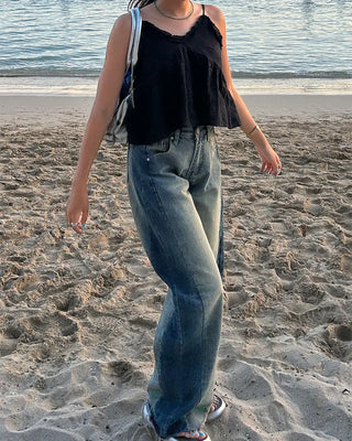 Cut-off vintage denim pants